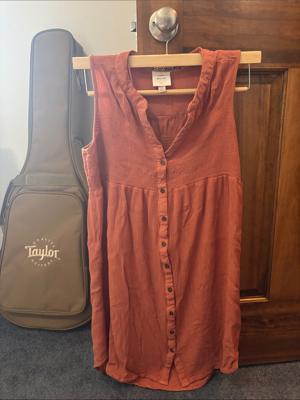 Boho Knox Rose Rust Button-Front Sleeveless Dress